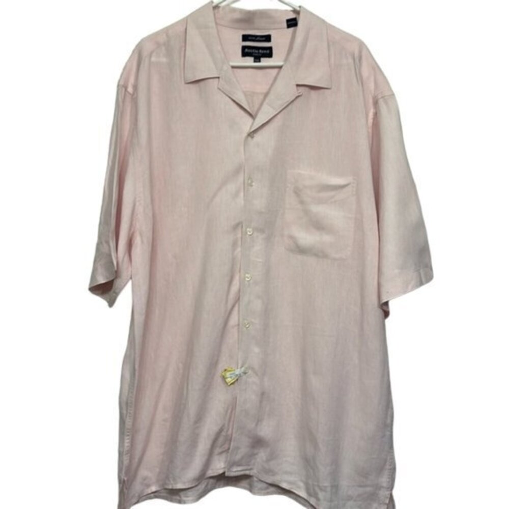 Men’s Austin Reed London Casual Button Down S/S Pink Shirt 100% Linen SZ XXL EUC